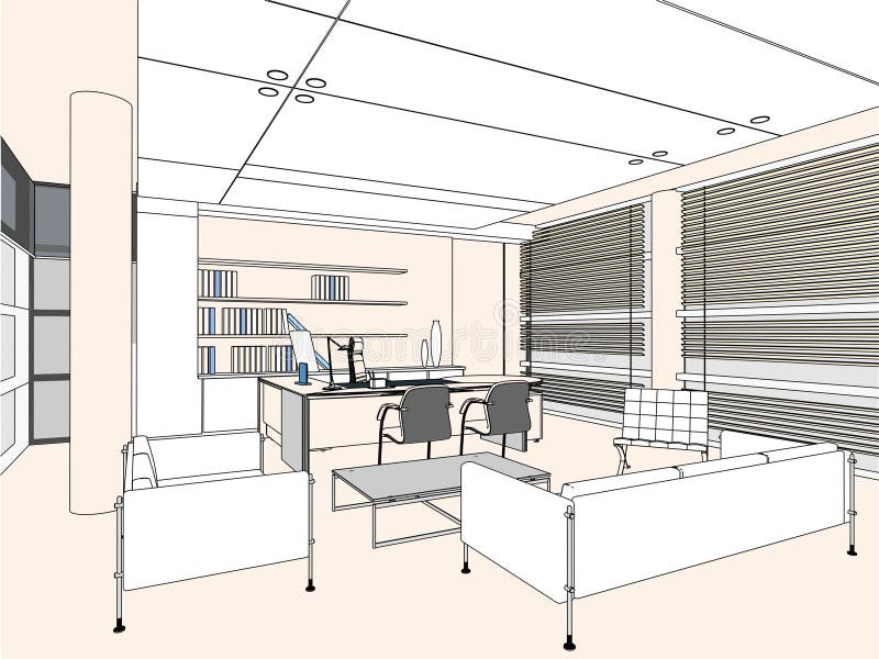 Interior Office Room Vector 04 vector illustration