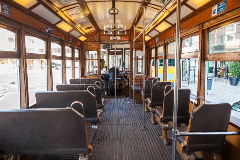 Interior of an old Lisbon tram