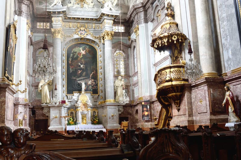 Interior of ornate church stock images
