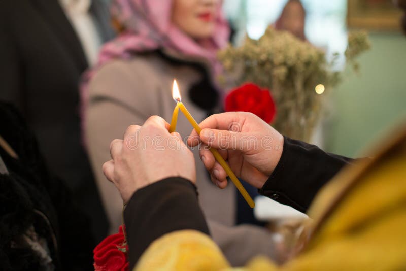 Interior of the Orthodox Church Candles. Baptism Stock Photo Image of