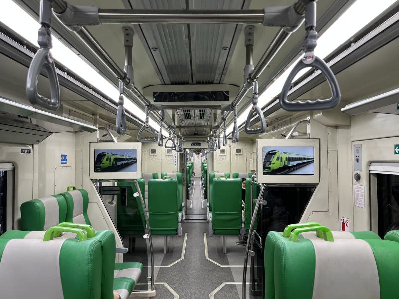 Interior of a Passenger Train Car Featuring Rows of Seats Stock Photo Image of armchair