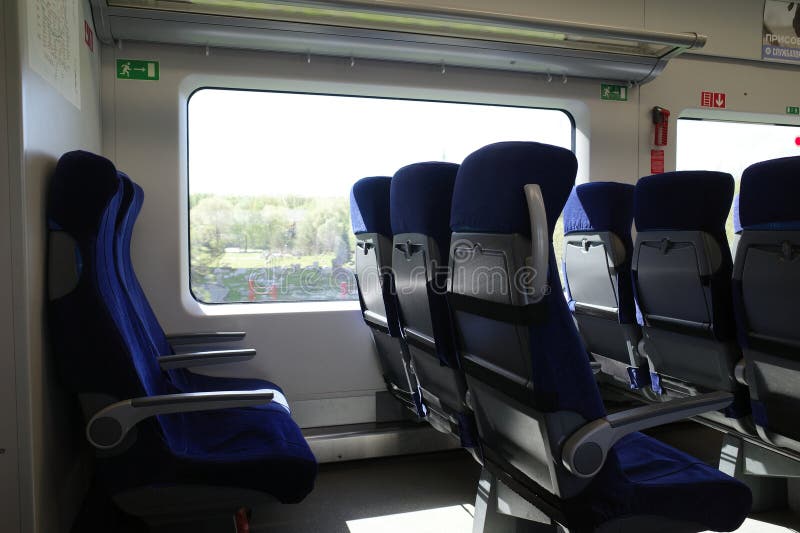 The Interior of a Passenger Train and Seats. Editorial Photography