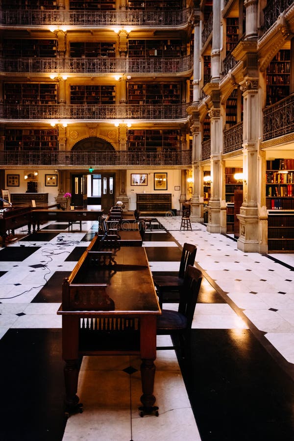 The interior of the Peabody Library in Mount Vernon, Baltimore, stock photography The interior of the Peabody Library in Mount Vernon, Baltimore, stock photography