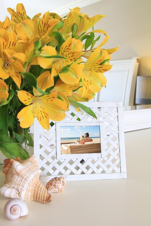 Interior Picture Frame with Flowers Stock Photo Image of arrangement