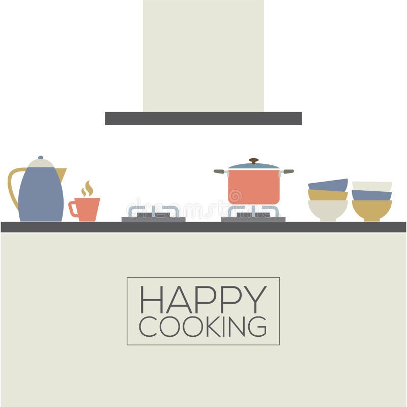 Interior plano moderno de la cocina del diseño ilustración del vector Interior plano moderno de la cocina del diseño ilustración del vector