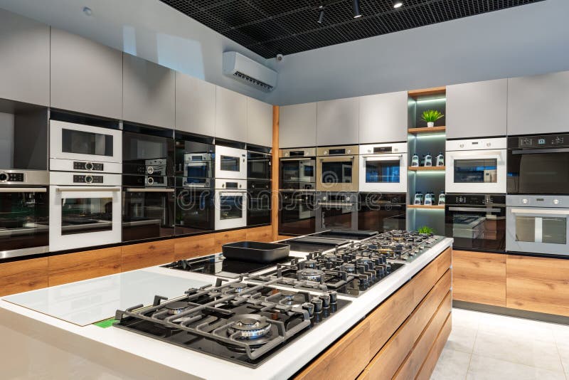 Interior of Premium Home Appliance Store in a Mall Close Up Stock Photo