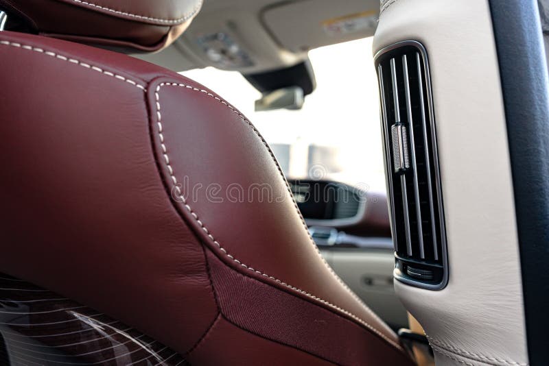 Interior of Prestige Modern Car with Leather Seats Stock Photo Image