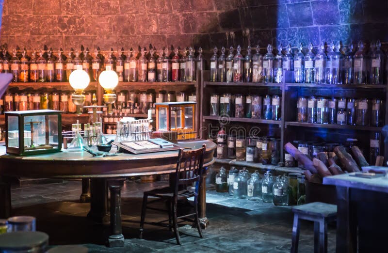 Interior of professor Snape magic jags collection. Decoration Warner Brothers Studio for Harry Potter. UK royalty free stock images Interior of professor Snape magic jags collection. Decoration Warner Brothers Studio for Harry Potter. UK royalty free stock images
