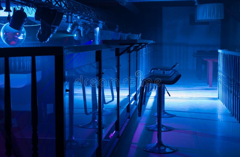 Interior of a pub with moody blue lighting royalty free stock photography Interior of a pub with moody blue lighting royalty free stock photography