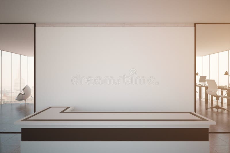 Interior with reception and blank wall toning royalty free illustration
