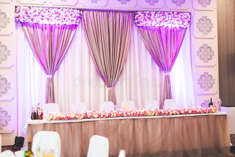 Interior of a Restaurant Prepared for Wedding Ceremony Stock Image
