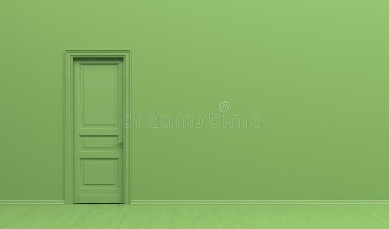 The Interior of the Room in Plain Monochrome Green Color with ...