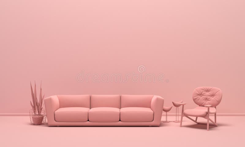 Interior Room in Plain Monochrome Light Pink Color with Furnitures and Room  Accessories. Light Background with Copy Space. 3D Stock Illustration -  Illustration of background, interior: 172298613