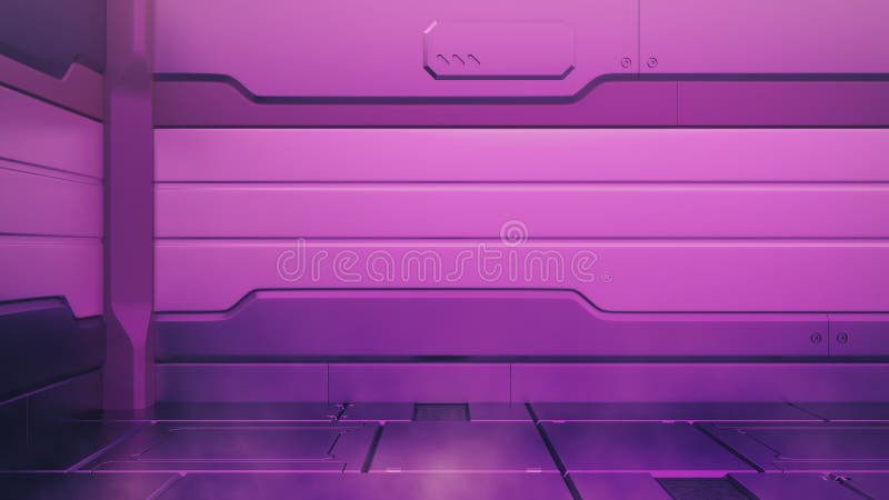 Interior roxo de Proton com fase vazia Fundo futuro moderno Conceito da tecnologia da ficção científica da tecnologia olá! rendiç fotografia de stock royalty free Interior roxo de Proton com fase vazia Fundo futuro moderno Conceito da tecnologia da ficção científica da tecnologia olá! rendiç fotografia de stock royalty free