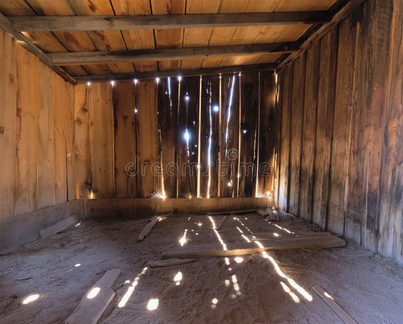 Interior Of A Rustic Old Wooden Barn Stock Image - Image ...