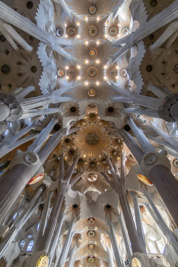 Interior of Sagrada Familia Editorial Stock Photo - Image of spain ...