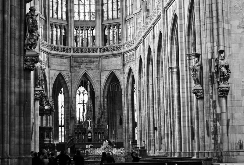 Interior of Saint Vitus's Cathedral in Prague stock photos Interior of Saint Vitus's Cathedral in Prague stock photos