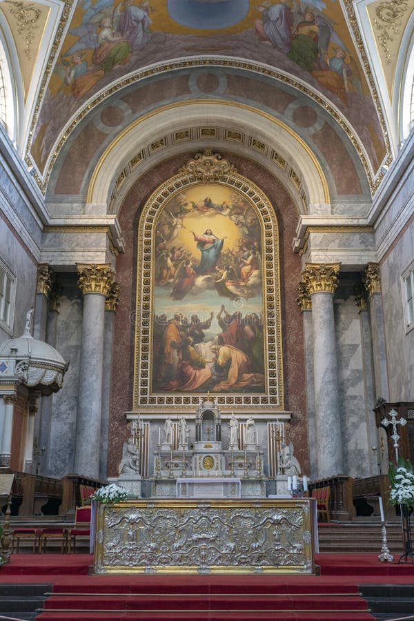 Interior shot of the Esztergom Basilica in Hungary stock photo Interior shot of the Esztergom Basilica in Hungary stock photo