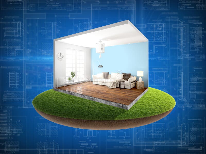 Interior sin las paredes representación 3d stock de ilustración Interior sin las paredes representación 3d stock de ilustración