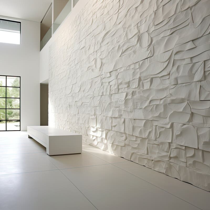 Interior Space with Large White Rock Wall Stock Photo Image of window