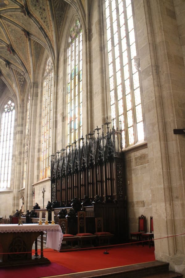 Interior of St Martin`s Cathedral with altar, Bratislava