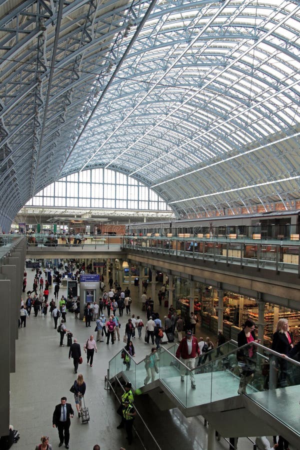St Pancras International Station in London UK. Interior of St Pancras International railway station in London, United Kingdom royalty free stock images St Pancras International Station in London UK. Interior of St Pancras International railway station in London, United Kingdom royalty free stock images