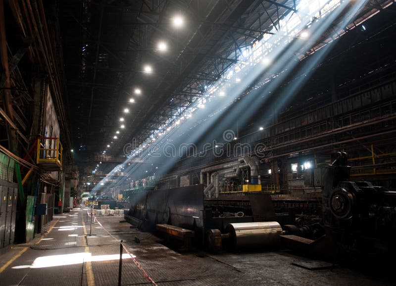 Interior of a steel mill stock photo. Image of construction 123489302
