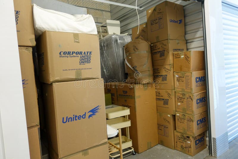 An Interior of a Storage Space Unit Displaying the Boxes at Extra Space