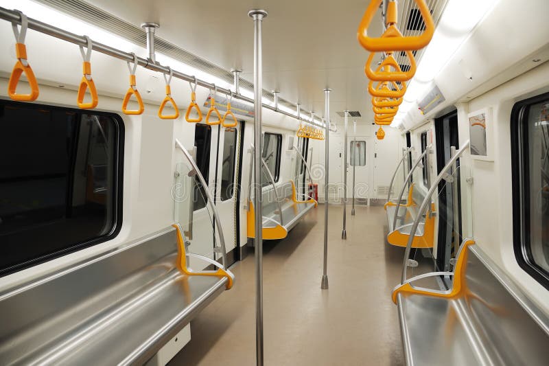 Interior of a subway train stock image. Image of contemporary - 26688087