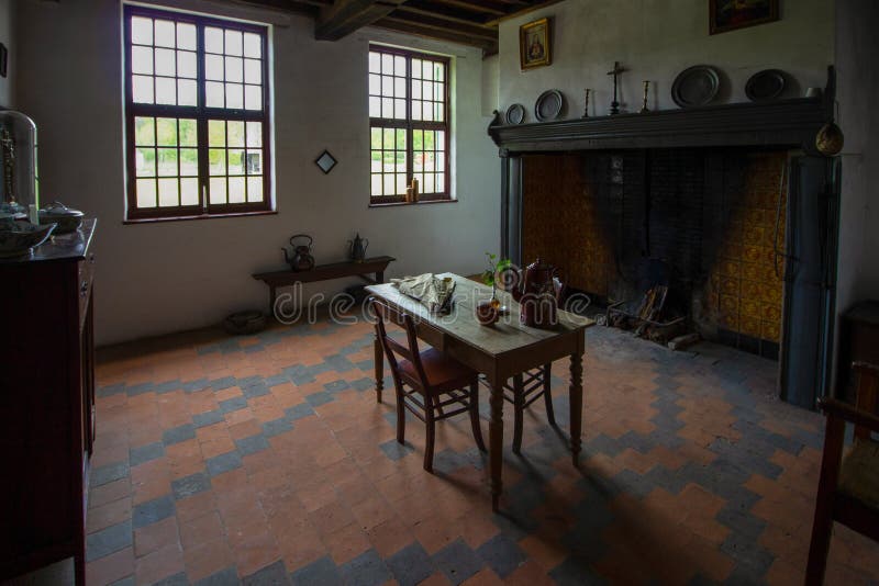 Interior of a 19th Century Farm Stock Photo - Image of design, room