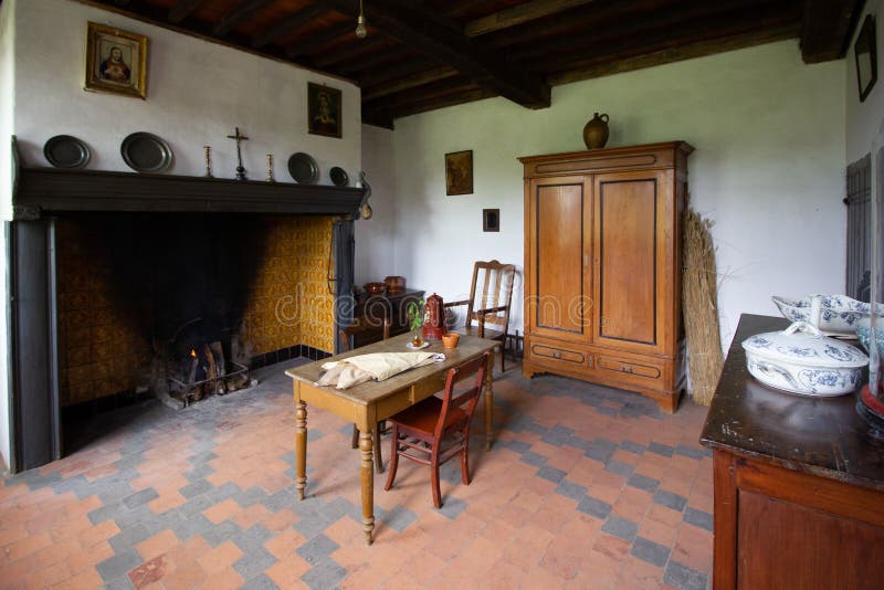 Interior of a 19th Century Farm Stock Image - Image of floor, mansion