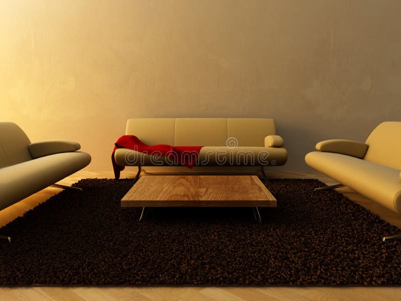 Interior - Three couch on sitting room vector illustration