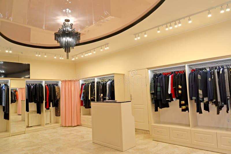 Interior of the Trading Floor in Women`s Clothing Shop Stock Photo ...