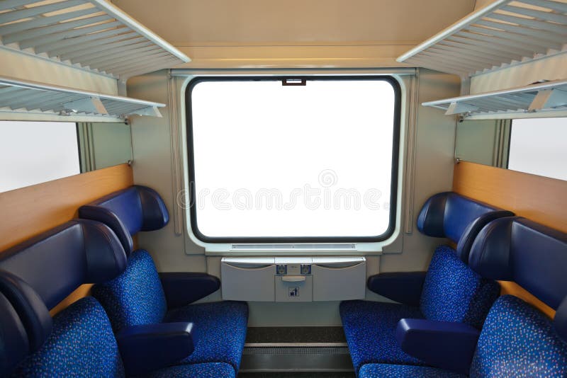 Interior of train and blank window royalty free stock photography