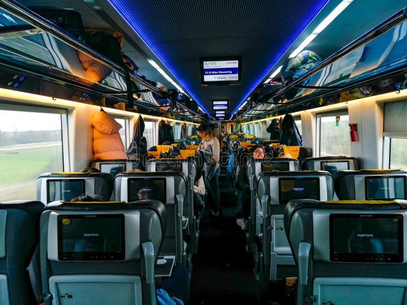 Interior in the Train Car PragueVienna Editorial Image Image of