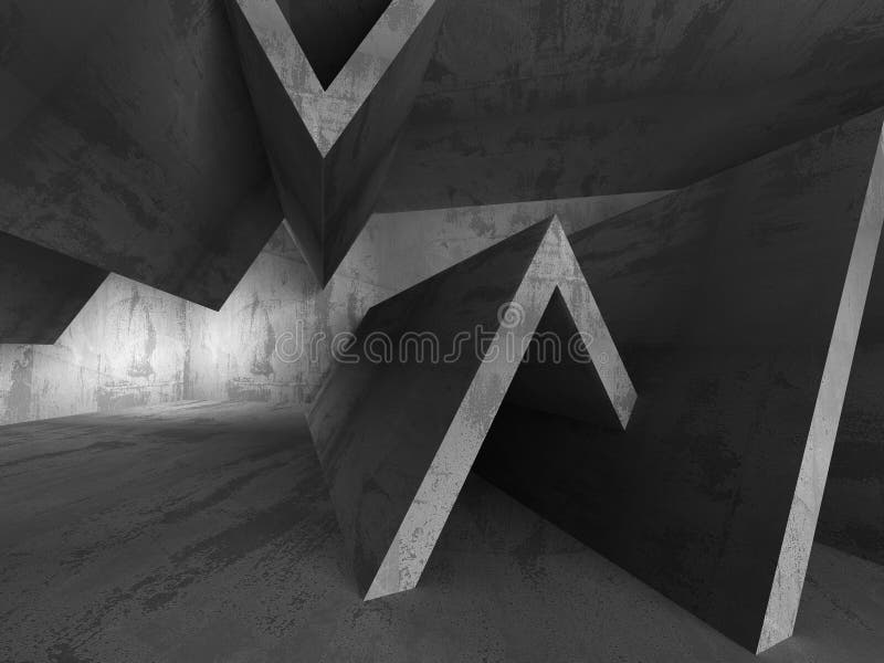 Interior vazio concreto escuro abstrato da sala ilustração stock Interior vazio concreto escuro abstrato da sala ilustração stock
