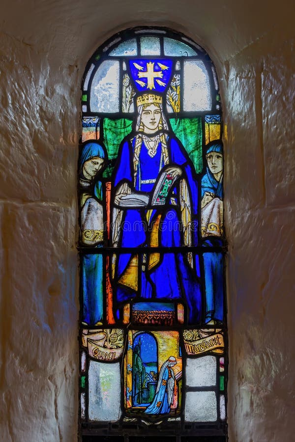 Interior view of the colorful window of Edinburgh Castle