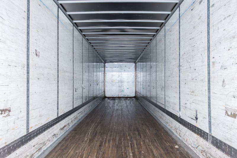 Interior View of Empty Semi Truck Dry Van Trailer Stock Image Image