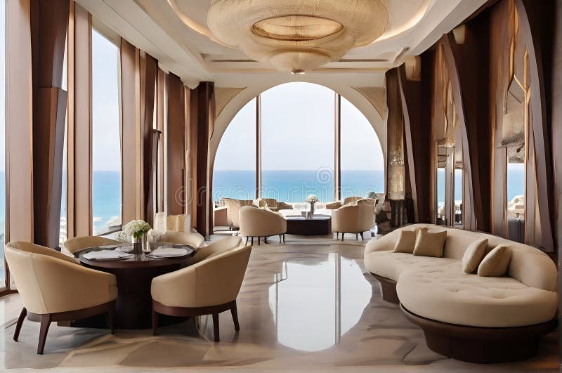 Interior view of the luxury hotel vector illustration