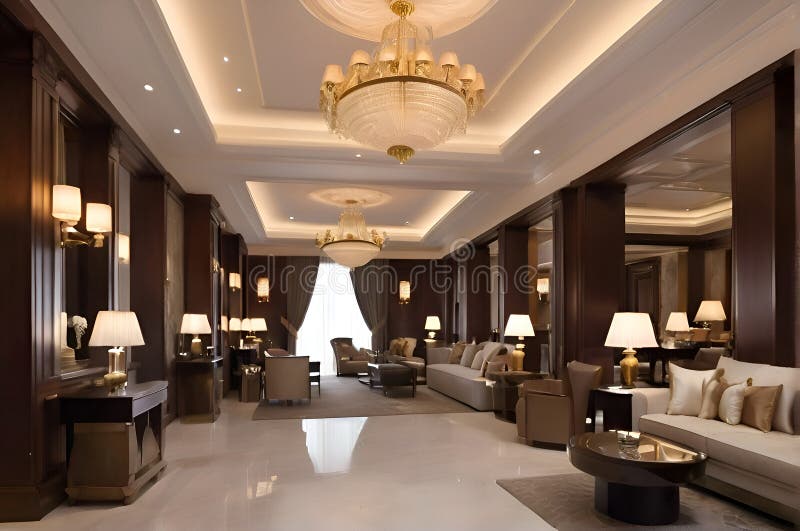 Interior view of the luxury hotel royalty free illustration