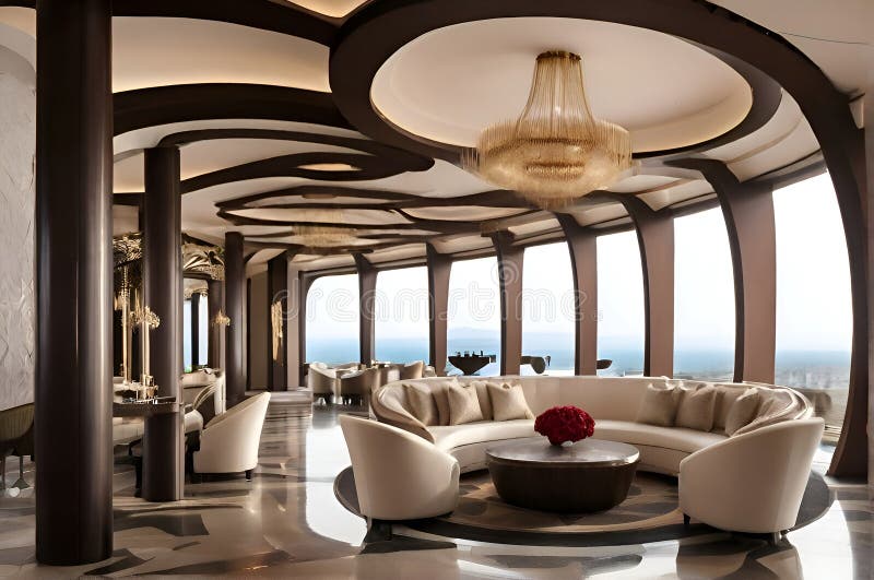 Interior view of the luxury hotel stock illustration