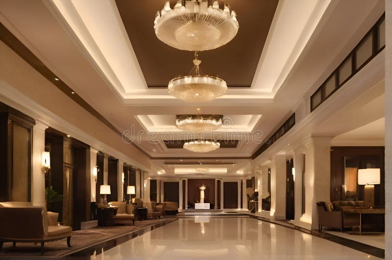 Interior view of the luxury hotel vector illustration