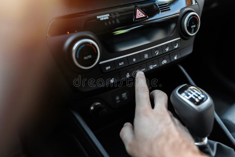Interior View of a New Car. Climate or Air Conditioner System Adjusted