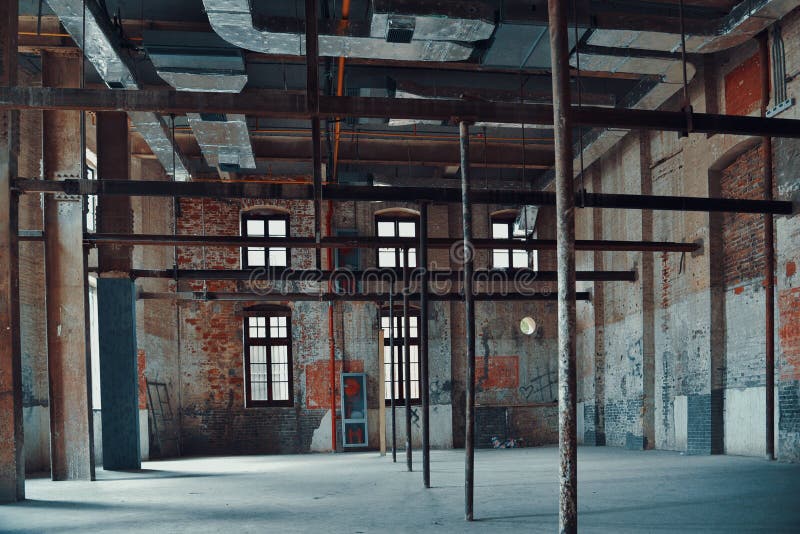 Interior view of  an old historic factory workshop in wuhan city