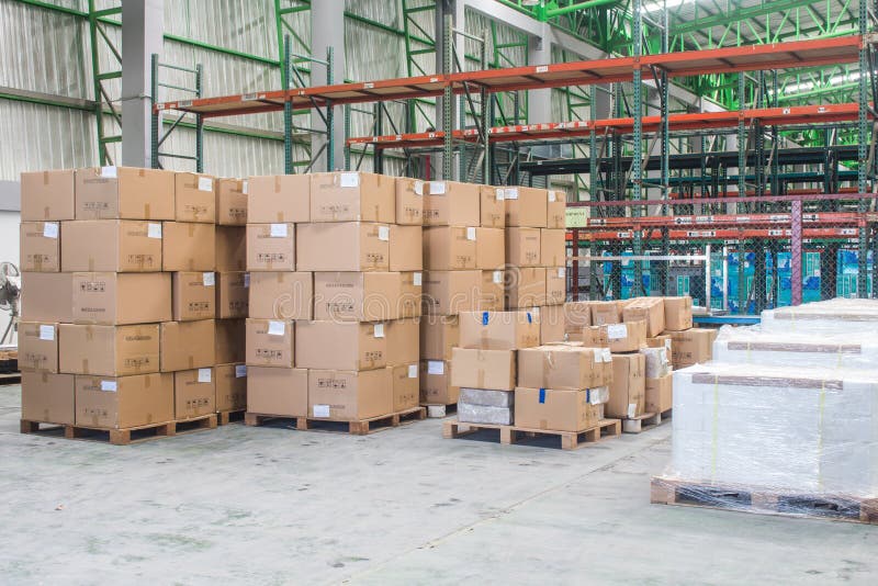 A Row of Goods on Warehouse Area Stock Photo Image of business