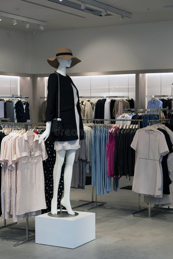 Interior of the womens clothing store with mannequins royalty free stock photos Interior of the womens clothing store with mannequins royalty free stock photos