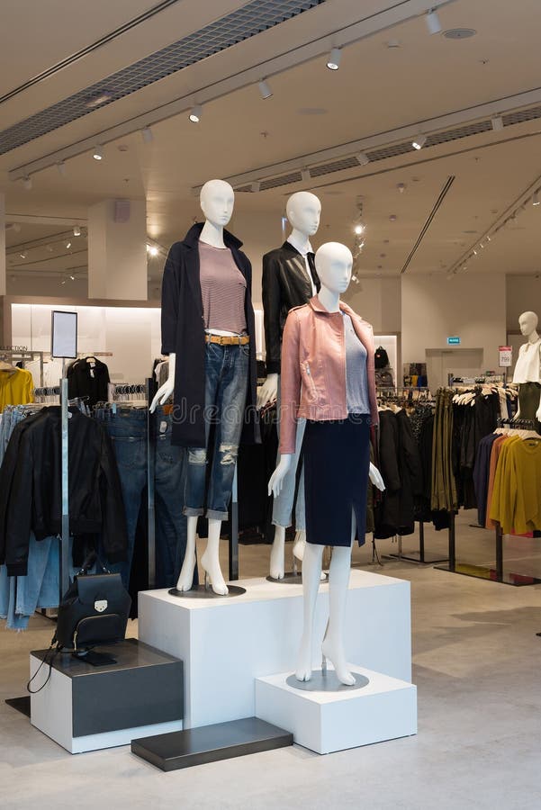 Interior of the Womens Clothing Store with Mannequins Stock Image