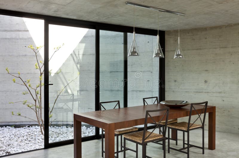 Interior, wooden dining table