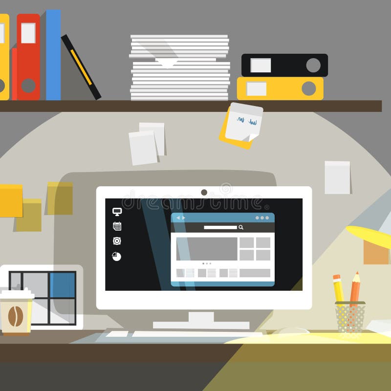 Interior of Working place stock illustration