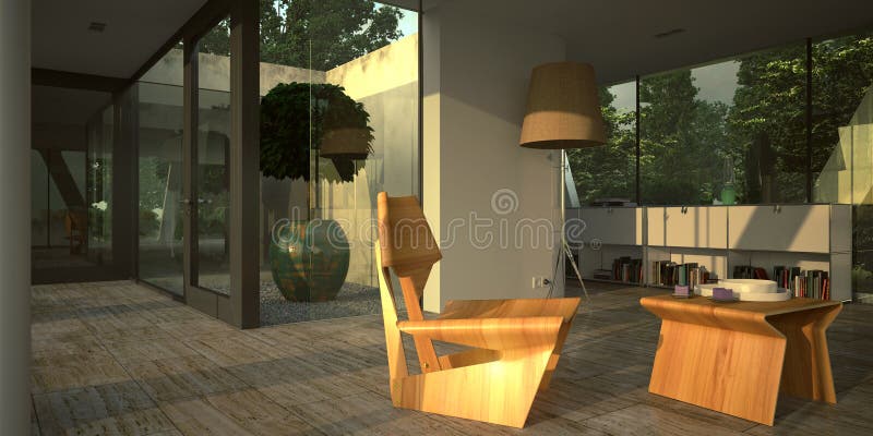 Interiore minimalista moderno illustrazione di stock